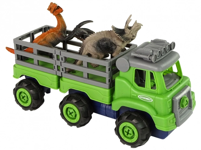 Transporter-LKW mit Dinosauriern und Schraubwerkzeug