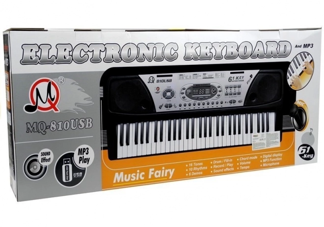 Elektronisches Keyboard mit Mikrofon und Netzteil