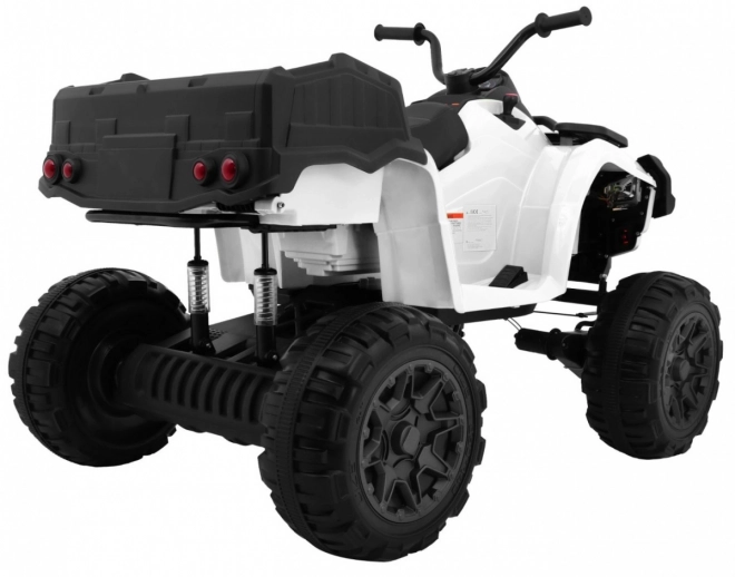 XL Quad auf Batterie für Kinder weiß + 4x4 Antrieb + Gepäckträger + langsamer Start + EVA + LED Audio