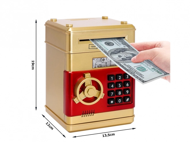 Goldene interaktive Sparschwein-Safe mit Banknoten und PIN-Code