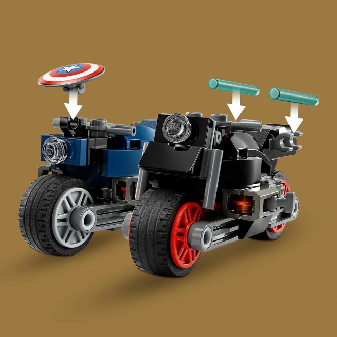 Marvel Motorräder der Schwarzen Witwe und Captain America