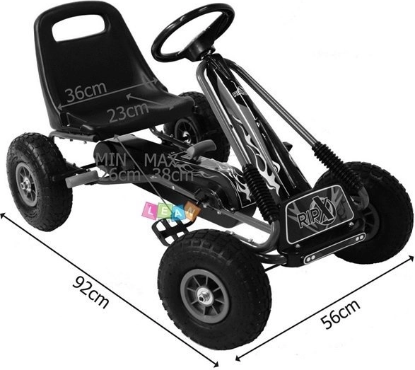 Tret-Gokart mit Luftreifen + Aufblasbare Reifen + Verstellbarer Sitz – Grün