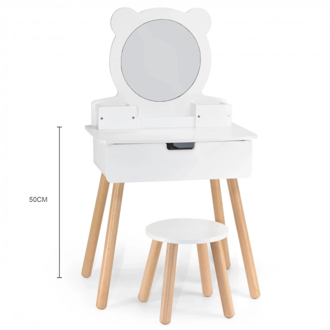 Holztisch mit Hocker