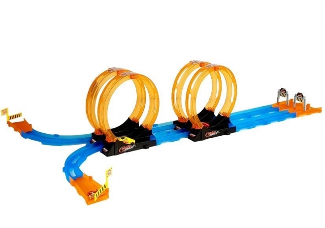 Rennbahn mit 4 Loopings und 2 Autos