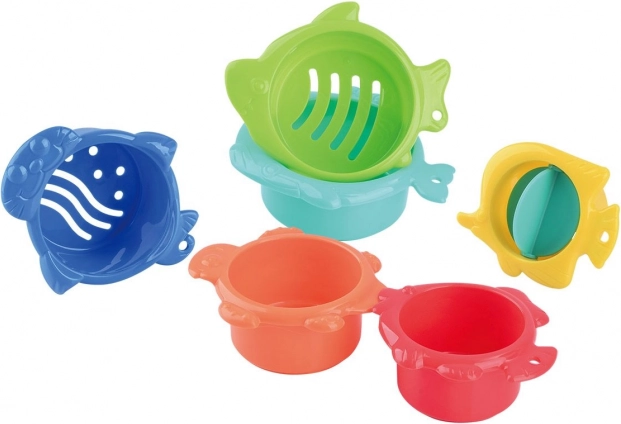 PLAYGO Badebecher für die Badewanne mit Wassermühle, Set mit 6 Stück
