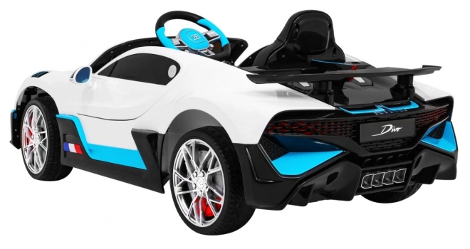 Bugatti Divo Elektrisches Kinderauto weiß + Fernbedienung + EVA + Langsamer Start + LED MP3