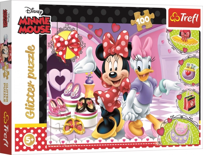 Glitzer Minnie Puzzle mit 100 Teilen