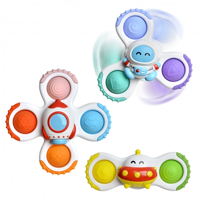 Woopie Baby Spinner Sensorikspielzeug Rakete Alien Ufo 3 Stück