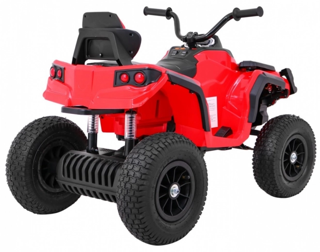 Kinderbatterie-Quad Rot + aufblasbare Räder + MP3-Radio + langsamer Start
