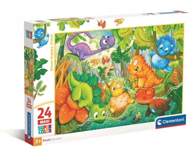 Clementoni Puzzle Glückliche Dinosaurier-Oase Maxi 24-teilig