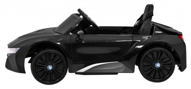 BMW I8 Liftbatterie-Auto Schwarz + Fernbedienung + langsamer Start + 3-Punkt-Gurte + MP3 USB + LED-Leuchte