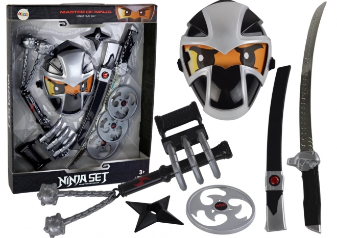 Ninja Krieger Set mit Schwertern und Maske