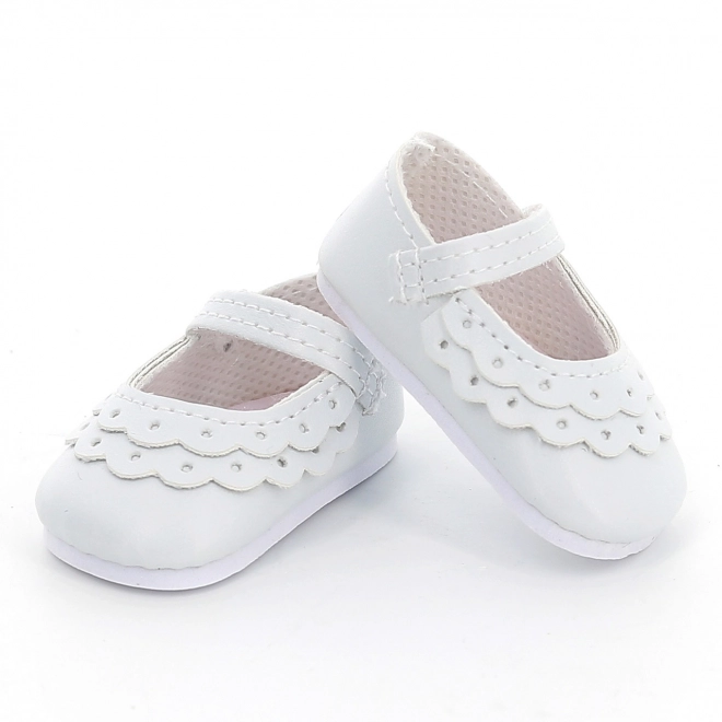 Petitcollin Weiße Schuhe mit Spitze für Puppe 34 cm