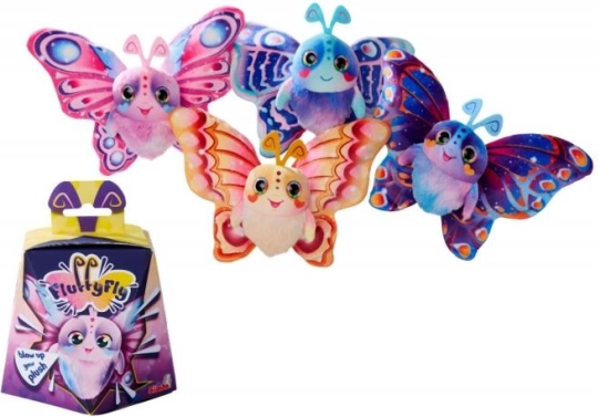 Plüsch-Schmetterling Fluffyfly 12 cm – aufblasbare Flügel, 4 Farben