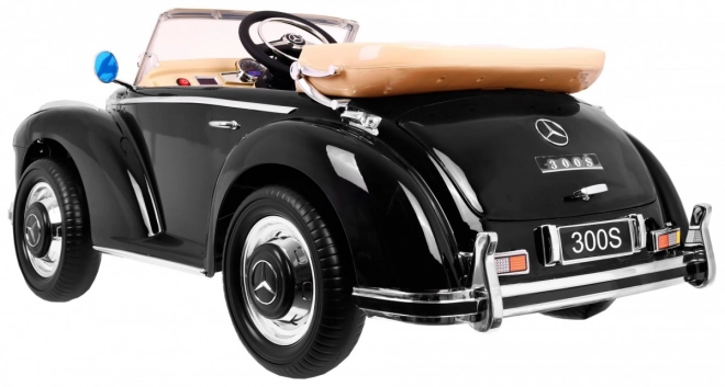 Mercedes Benz 300S Retro für Kinder Lack Schwarz + Fernbedienung + EVA + langsamer Start + LED MP3