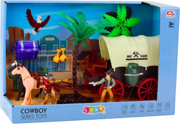 Cowboy-Set mit Westernwagen und Figuren