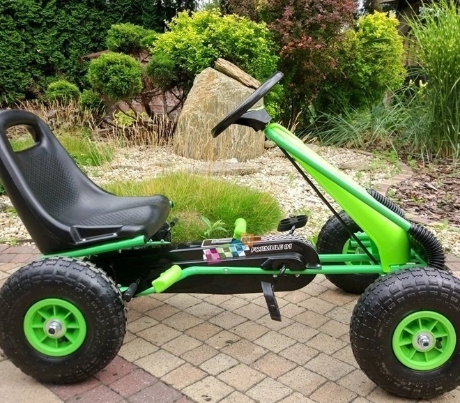 Tret-Gokart mit Luftreifen + Aufblasbare Reifen + Verstellbarer Sitz – Grün