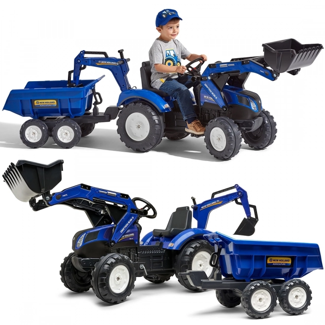 New Holland Traktor mit Anhänger, blau für Kinder ab 3 Jahren