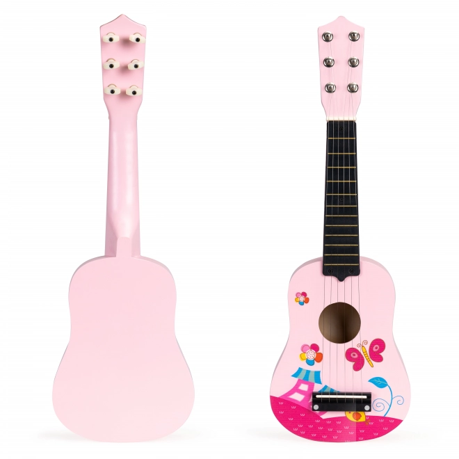Kindergitarre aus Holz mit Metall-Saiten in Pink
