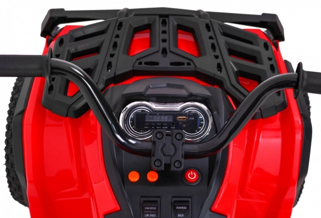 Kinderbatterie-Quad Rot + aufblasbare Räder + MP3-Radio + langsamer Start