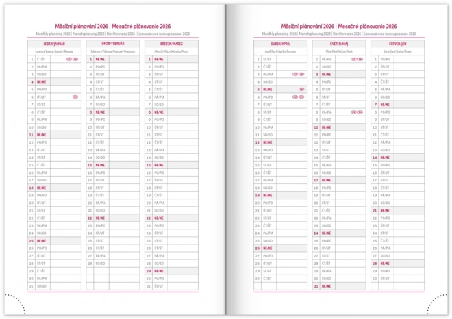 Notique Wochenkalender Aprint 2025 Rot