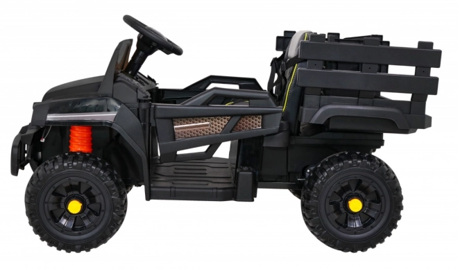 Bauernsammel-Pick-up für Kinder schwarz + Fernsteuerung + Gepäckträger + Schaufel + EVA + MP3 LED