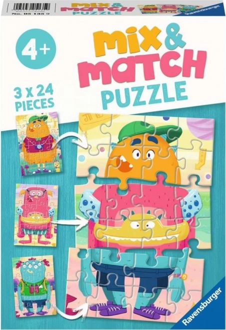 Ravensburger Puzzle Mix & Match: Lustige Monster 3x24 Teile