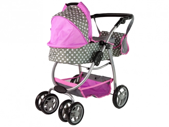 Puppenwagen 2 in 1 Rosa mit Sternen