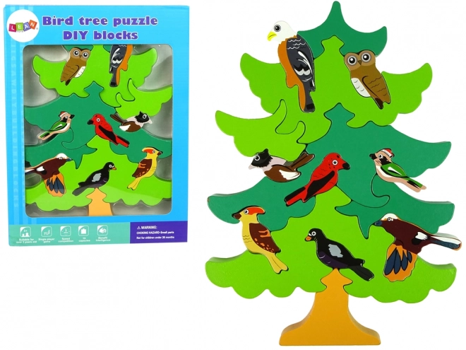 Drewniane Baum Vögel Wald Puzzle