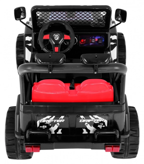 Kinder Geländewagen mit Batterie Raptor Drifter Schwarz + Fernbedienung + langsames Anfahren + EVA + Geräusche und Licht