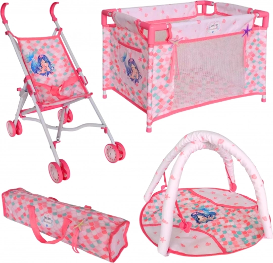 Faltbarer Kinderwagen und Reisebett