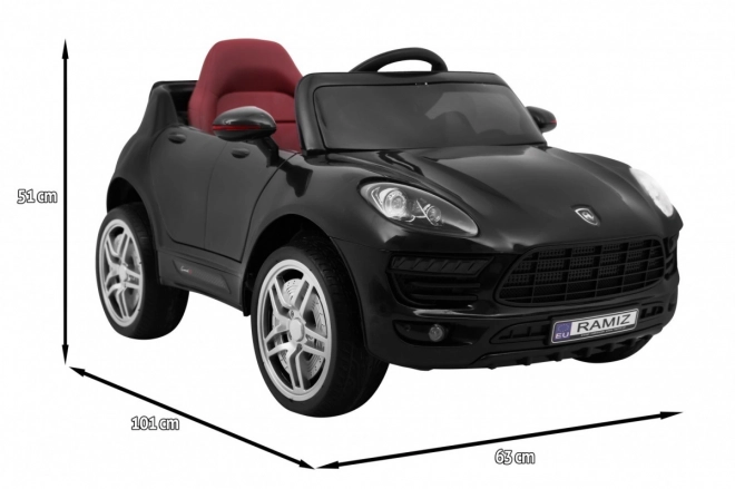 Turbo-S batteriebetriebenes Auto für Kinder schwarz + Fernbedienung + langsames Starten + EVA-Räder + Radio MP3