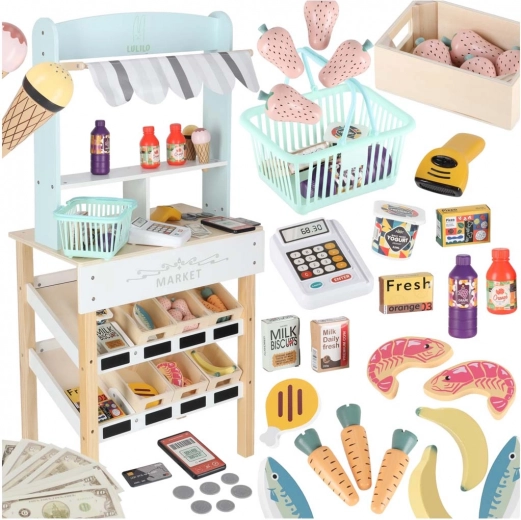 Stabile Holzkonstruktion mit 6 Regalböden