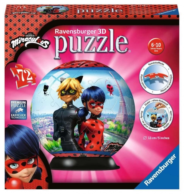 Ravensburger 3D Puzzleball Miraculous Ladybug und Cat Noir