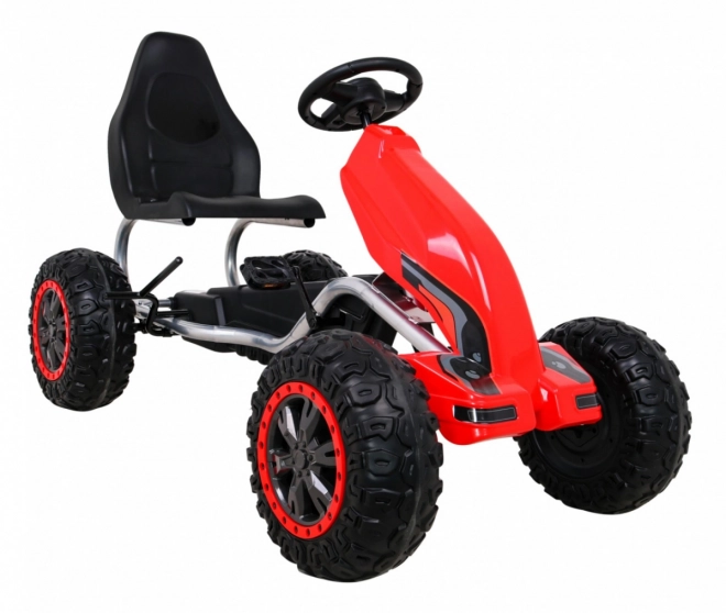 Großes Tretauto STRONG für Kinder Rot + 100 kg Belastung + EVA Räder + Handbremse + Sportsitz