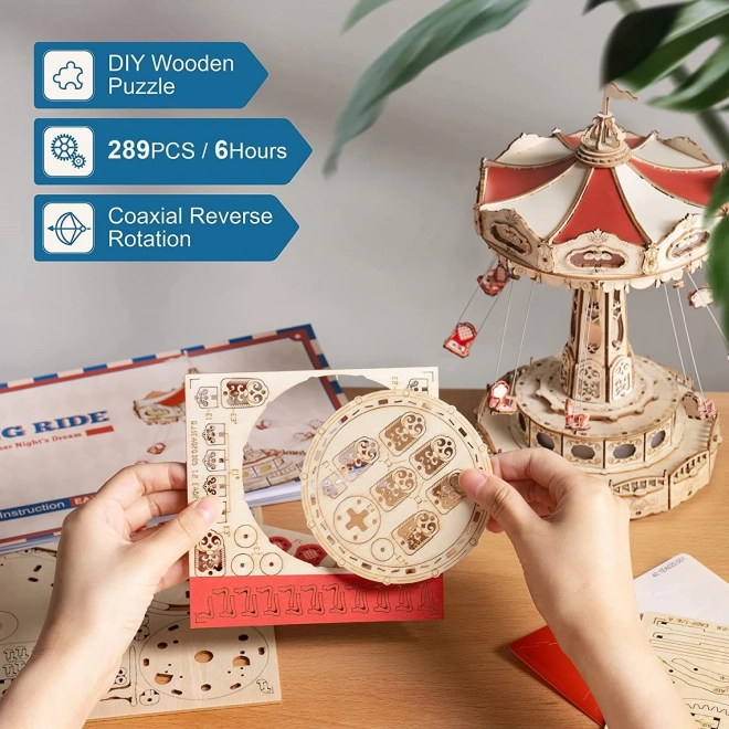 Rokr 3D Holzpuzzle Musikbox Karussell