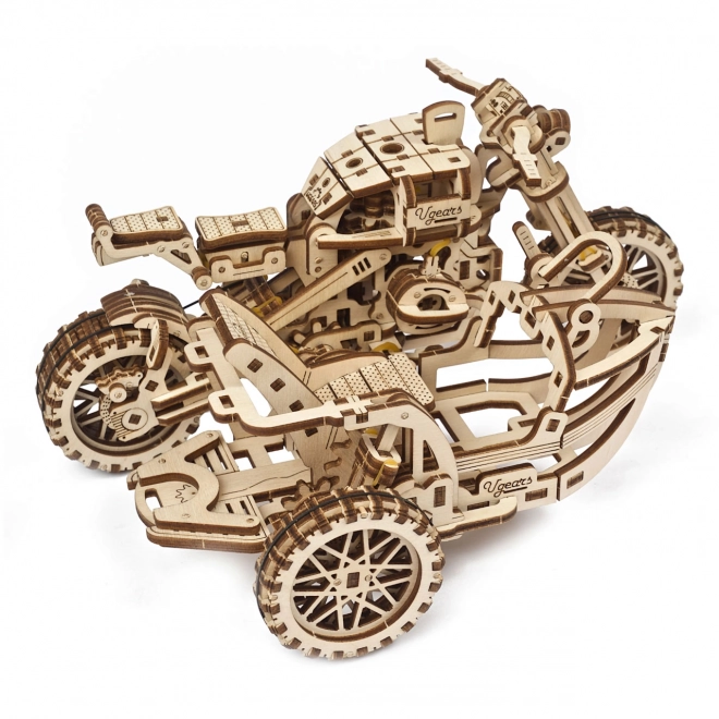 Ugears 3D Holzmechanisches Puzzle Scrambler Motorrad mit Sidecar