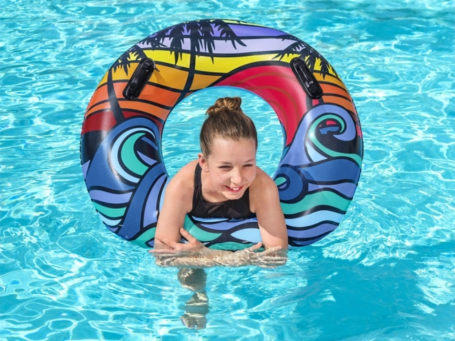 Schwimmreifen mit Griffen 91 cm im Mix: Wellen, Palmen – Wellen und Palmen