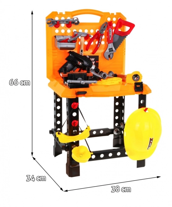 3-in-1 Handwerker-Set für Kinder ab 3 Jahren mit Werkstatt, Koffer und Bauarbeiteranzug