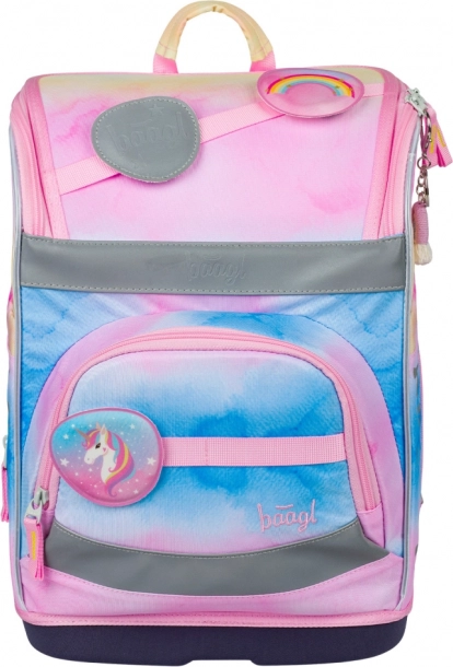 Baagl Set Zippy Plus Rainbow Unicorn: Schulranzen, Federmäppchen, Beutel, Schürze, Geldbörse