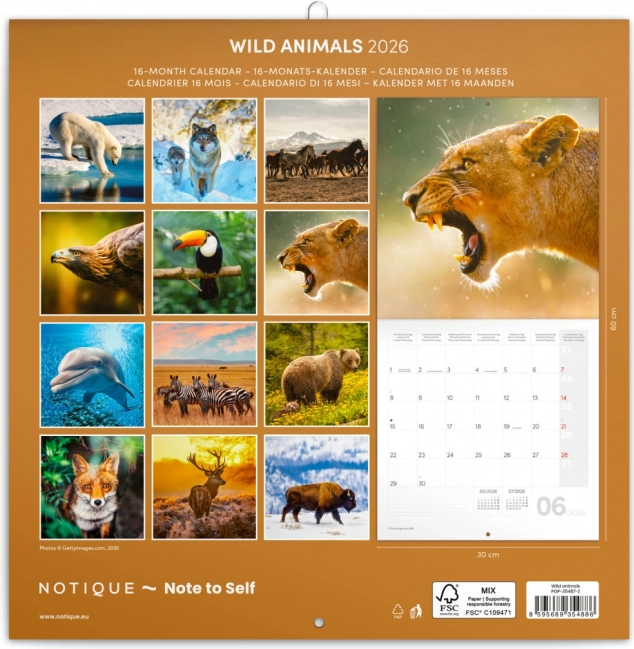 Notizkalender Wilde Tiere 2026
