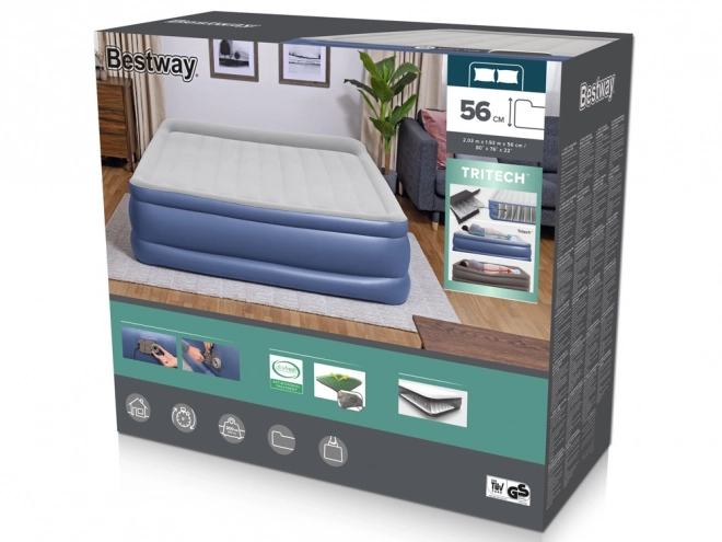 Bestway Matratze für 2 Personen integrierte Tritech Air Pumpe 203x193x56cm King 67692