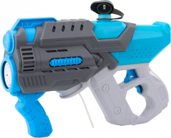 Elektrische Wasserpistole mit Seifenblasen 2-in-1 blau-grau