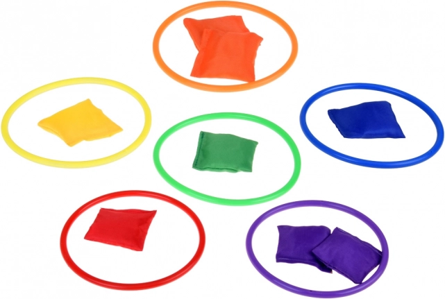 Spielset Kegel, Reifen und Beutel für Kinder