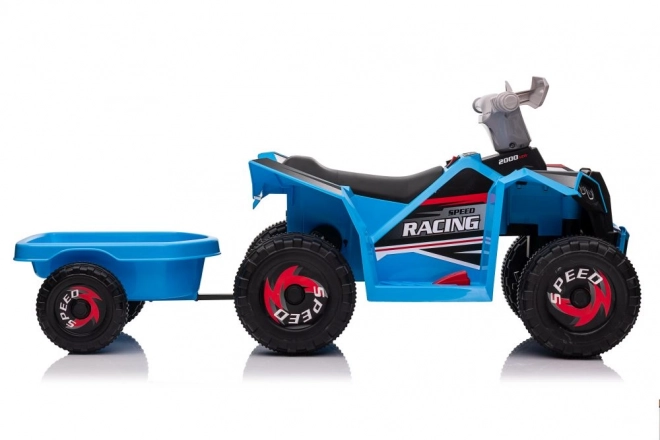 Batteriebetriebener Quad mit Anhänger Blau