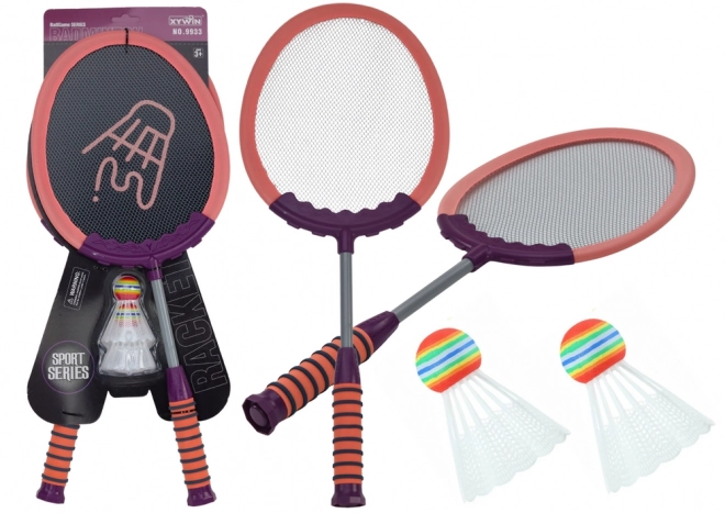 Badminton-Set: 2 Schläger und 2 Federbälle in Pink