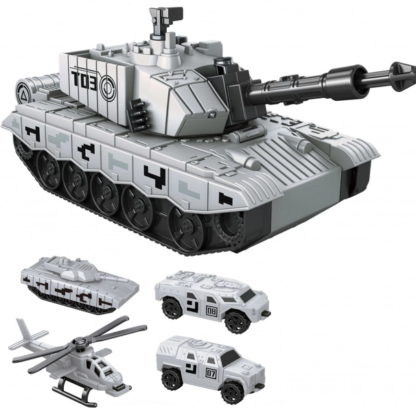 Schwungrad-Panzer mit Abschussfunktion, 21 cm, mit Autos und Hubschrauber