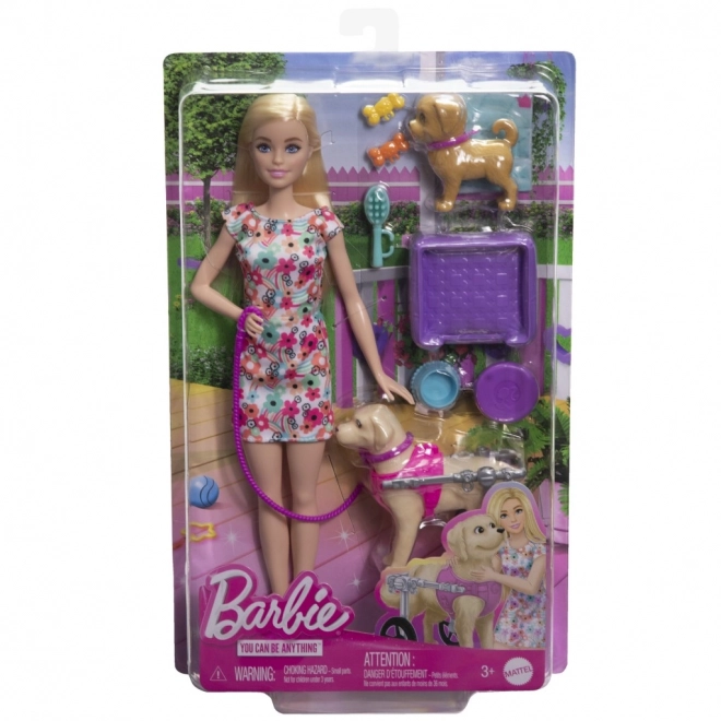 Barbie-Puppe mit Rollstuhl-Hund