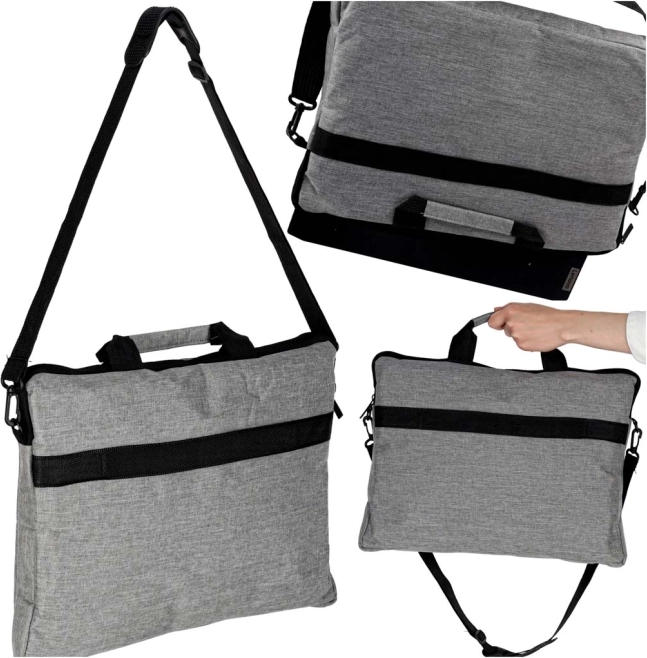Graue Notebook-Textiltasche 15,6'' mit verstellbarem Schultergurt