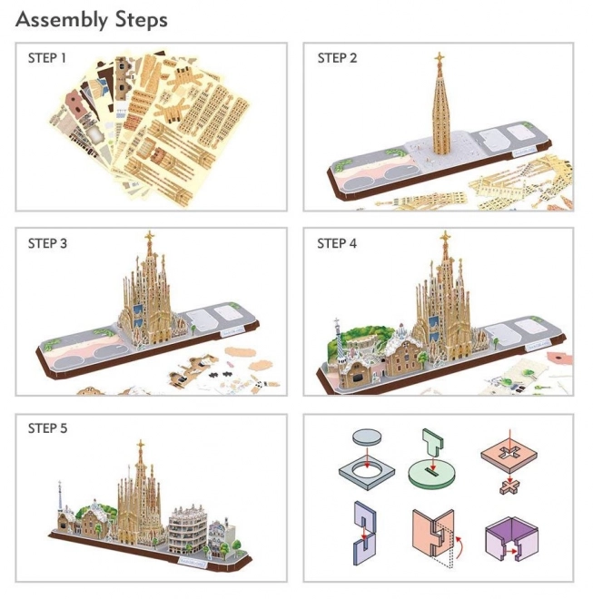 3D Panorama Puzzle Barcelona von CubicFun